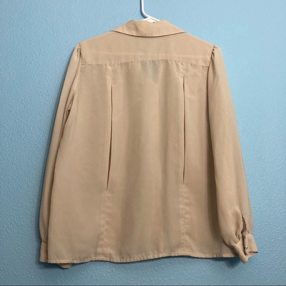 Vintage La Blouse Sheer Polyester Pleated Blouse - Cream - Size US 16 - Picture 9 of 9